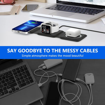 3 in 1 Magnetic Foldable MagSafe compatible Wireless Charger